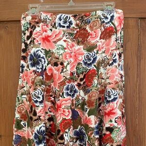 Catherine Maladrino Floral Full A line Knit Skirt M
